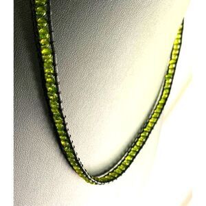 Handmade Macrame rope Yellowish-Green beaded Necklace, Unmarked
